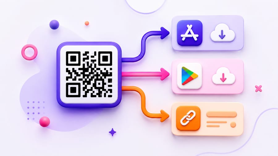 Ein QR-Code für App Store und Google Play